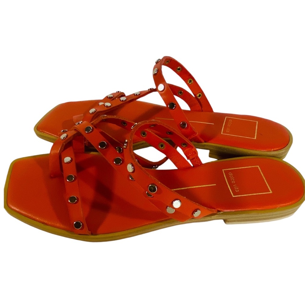 DOLCE VITA izabel studded strappy sandal in coral orange size 7.5 New NWOB